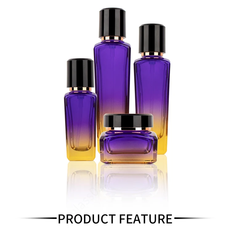 50g 50ml 100ml 120ml luxury cosmetics packaging glass bottle sets plastic lid skincare cream jar and pump spray bottle set details