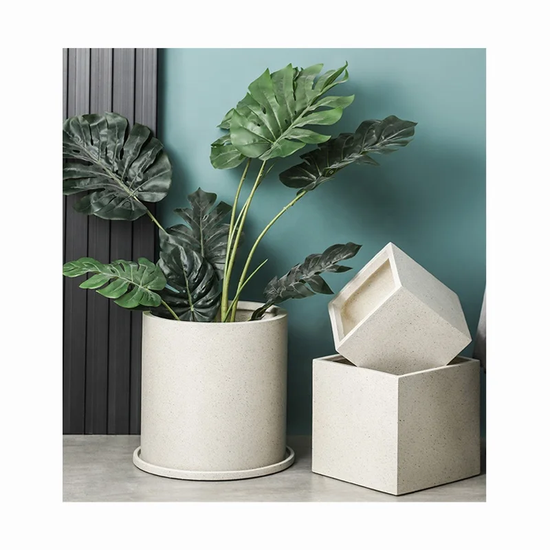 12.8" Large Ceramic Garden Pots for Trees Extra Large Planter Boxes  Geometric Succulent Outdoor Planters for Sale Without Saucer