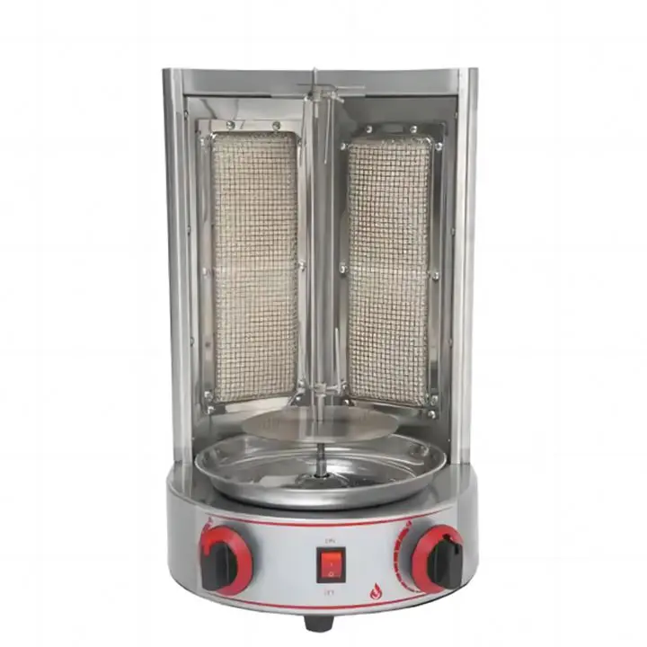 Automated Shawarma Machine With Slicer Meat Automatic Cu Knife Kebab Inflate Skr Robot Lula Press Cuter Motor Broche Bois