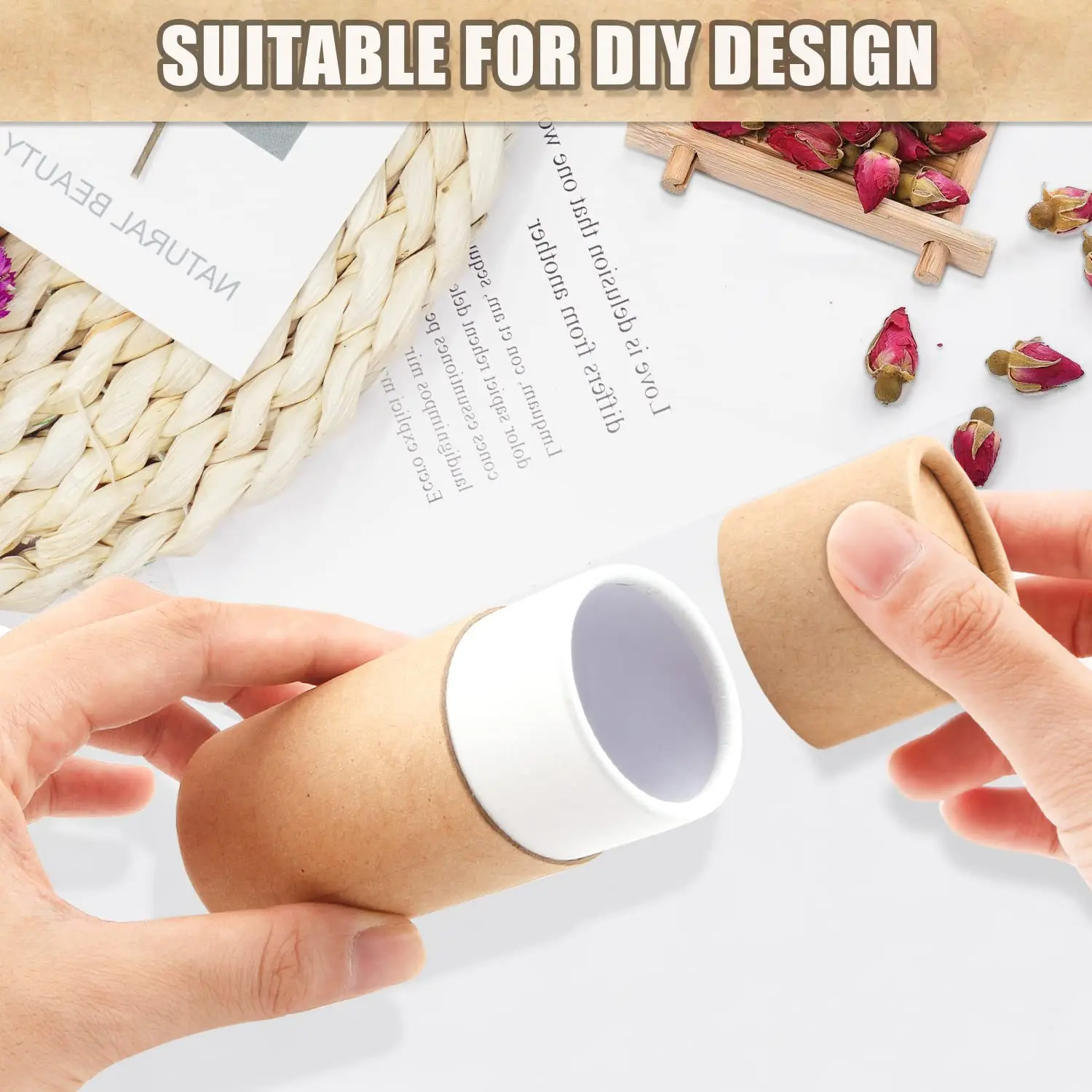 1 Oz/30ml Recyclable Kraft Paperboard Tubes Empty Cardboard Box Container Lid for Packaging Jewelry Pencils Tea Coffee