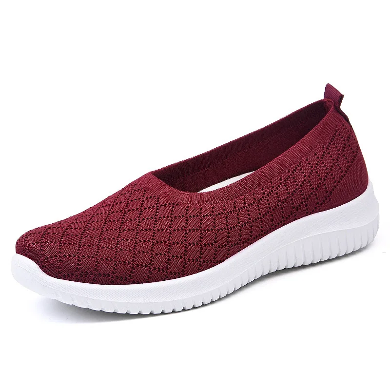 Zapatos planos informales de corte bajo para mujer, zapatillas para caminar  al aire libre, flexibles, sin cordones