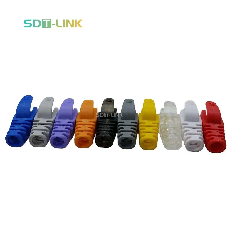 100 шт. разгрузка натяжения RJ45 для сетевого кабеля прохождение питания через Cat5E Cat6 разъем цветной