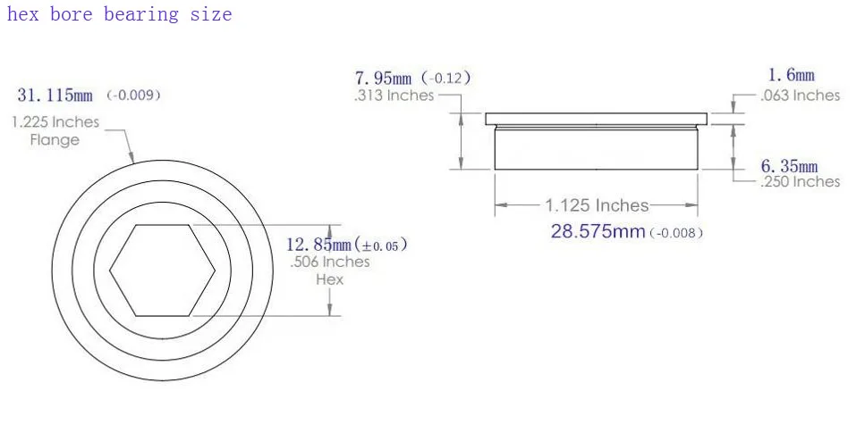 Half Inch Hexagonal FR8ZZ Flanged Hex Bore Bearing FR8zz Hex Hole Bearing 1/2 Inch Hex Bearing with Flange FR8 FRC Robot Team