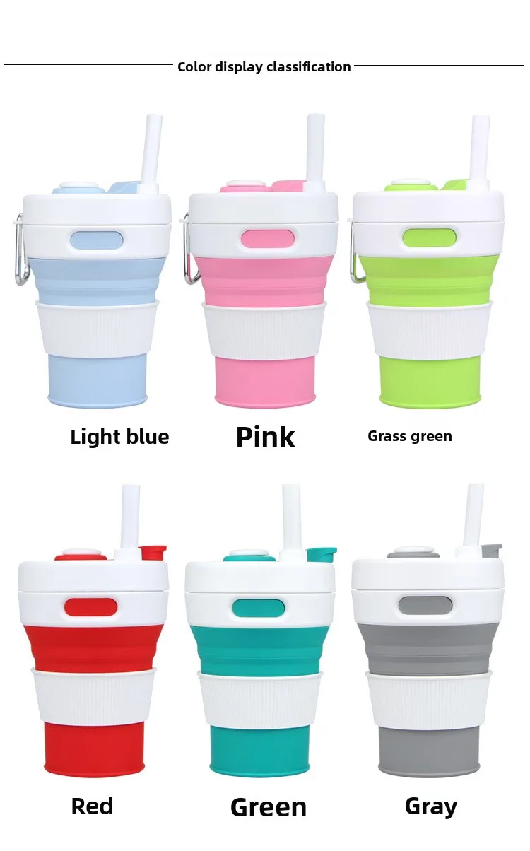 Customizable Logo New Portable Silicone Foldable Coffee Cup Retractable Direct Drinking Cup with Rope for Outdoor Travel Use supplier
