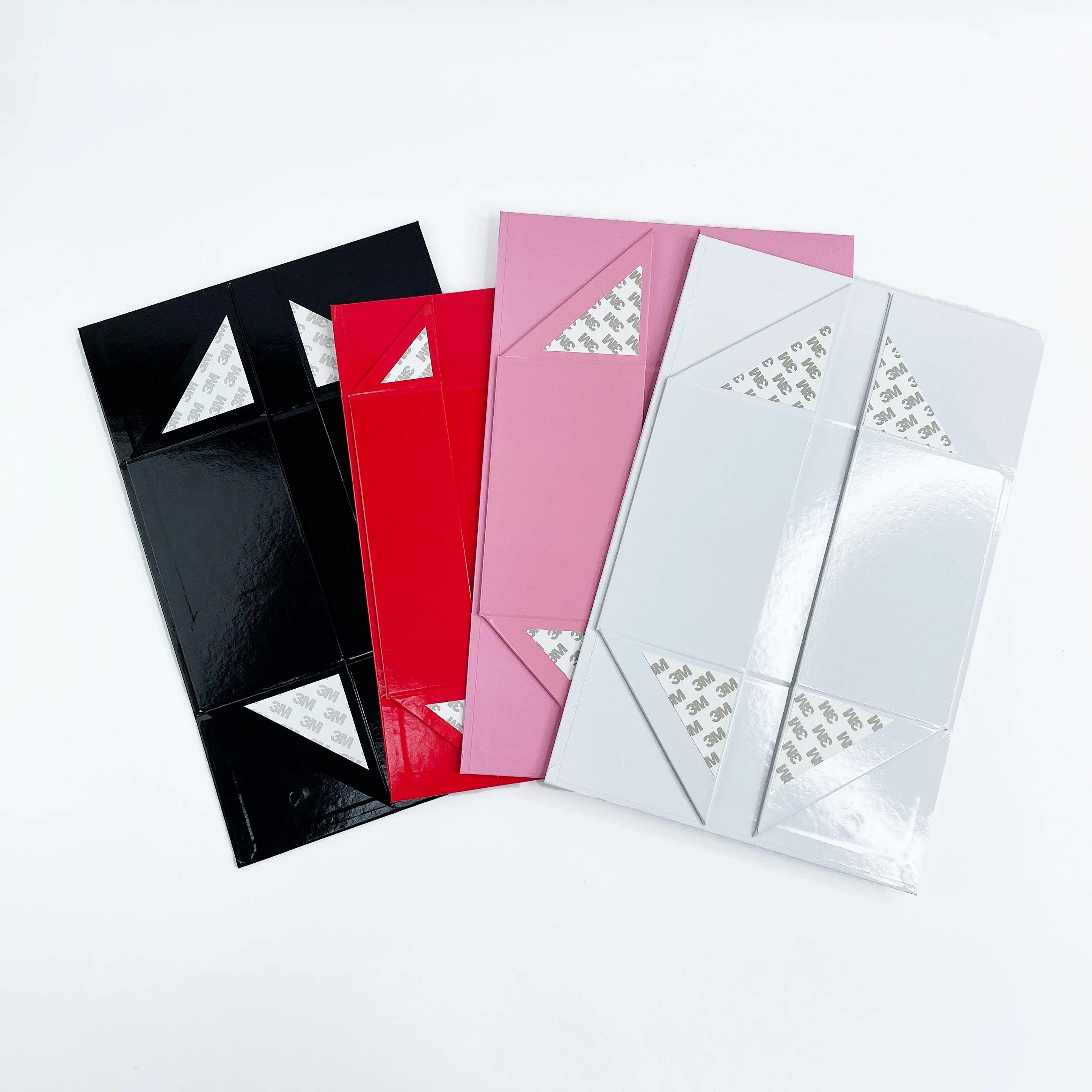 Custom Luxury Glossy Pink Package Folding Paper Box Magnetic Foldable Gift Box With Magnetic Lid