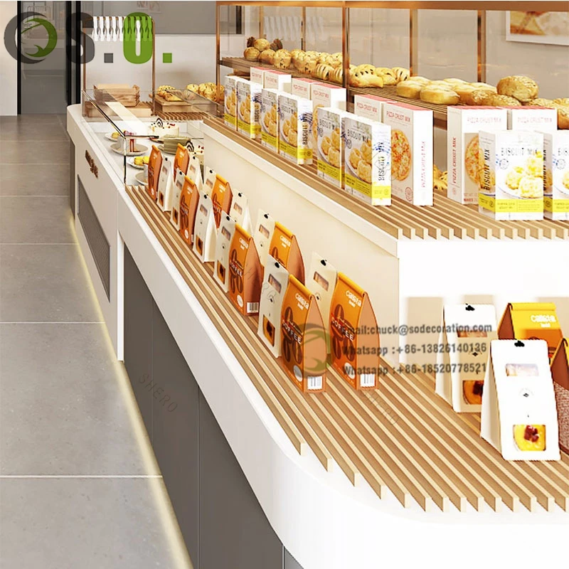 Bread Showcase Layout Custom Bakery Display Cabinet Counter Bread Showcase Wooden Modern Cake ...