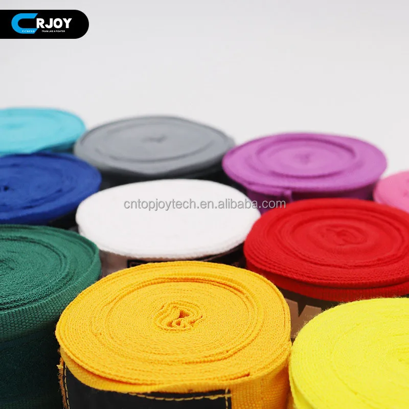 High Quality Custom Logo 180inch Printing Pure Muay Thai Cotton Wrist Wraps Boxing Bandage Hand Wraps