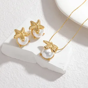Vintage Inspired Starfish Pearl Jewelry Set Bohemian Beach Holiday Collection Wholesale Bulk Order Jewelry Set