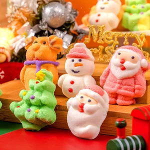 Christmas Creative Cartoon Santa Claus Gummy Marshmallow Candy Fruity Flavored Factory Customized Gift Coated Decoration