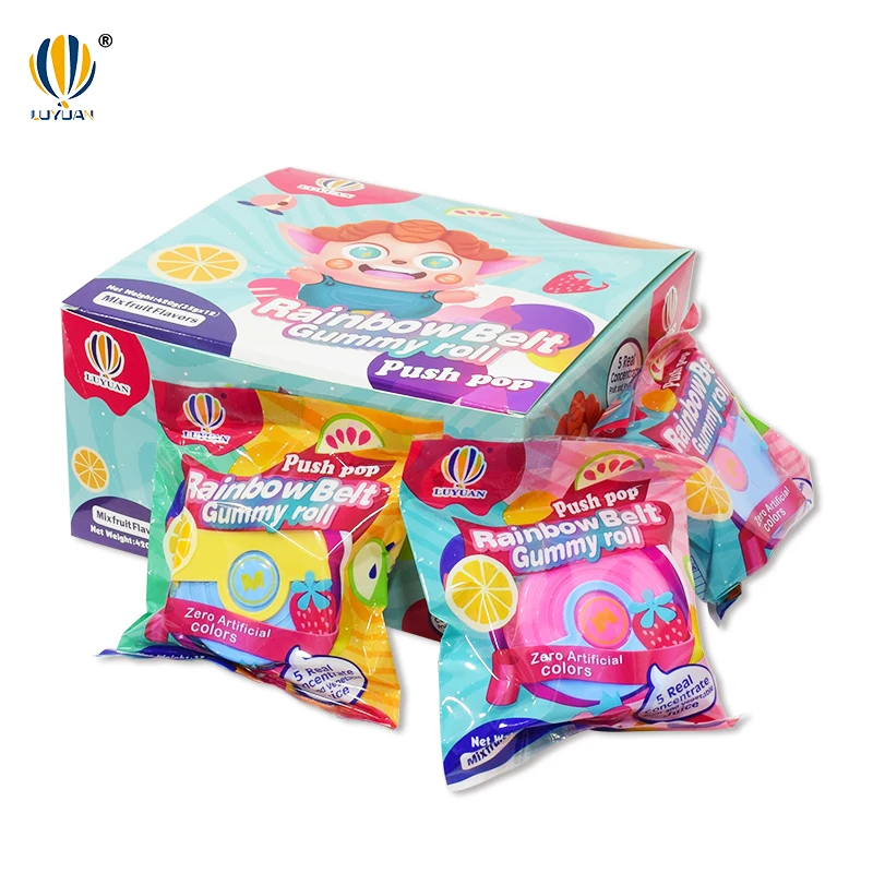 Halal Sour Candy Factory Custom Colorful Yummy Belts Gummy Roll Candy