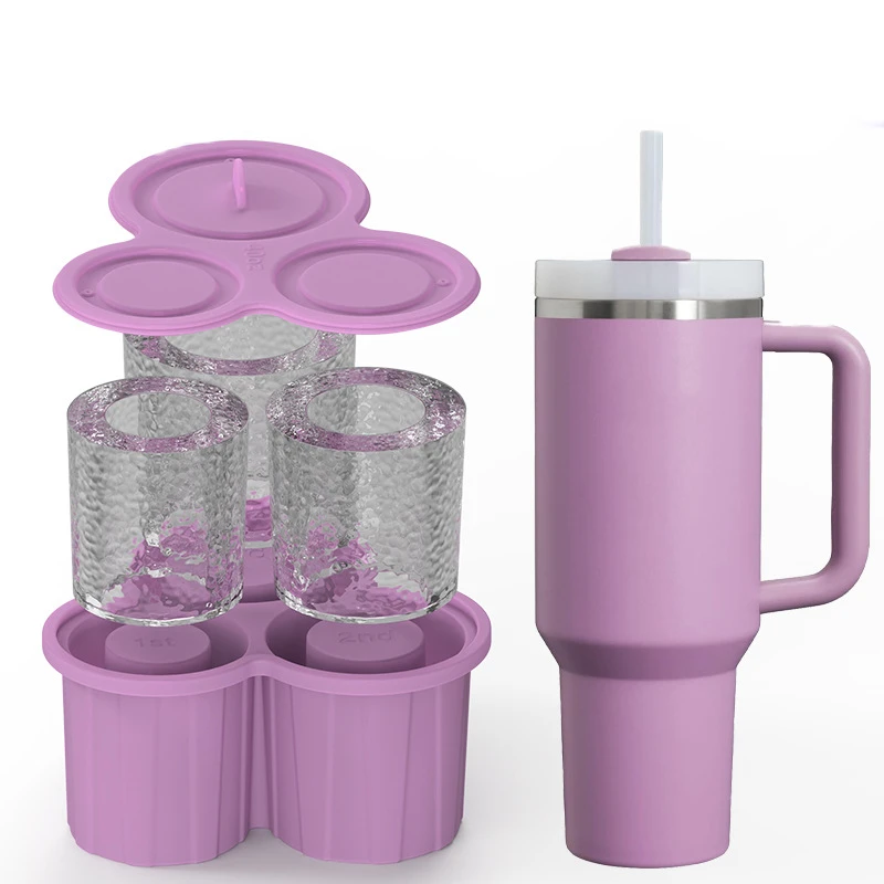 Stampo per Tazza di Ghiaccio, capacità 3 Pezzi, Cilindro in Silicone Morbido, Facile da Pulire, Vassoio per Cubetti di Ghiaccio, Cavo, a Rilascio Facile, con Coperchio per caffè