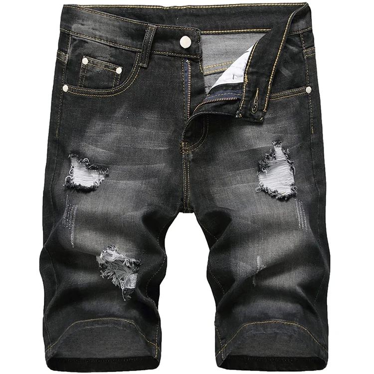 Factory Direct Sale Men's Classic Ripped Pants Jeans Custom Plus Size Comfortable High Quality Men's Denim Shorts gallery 9