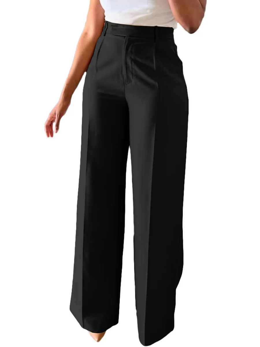 European And American Women's High Waist Dress Pants Casual Straight Commuter Leisure Suit With Drape Commute And Office Wear European And American Women's High Waist Dress Pants Casual Straight Commuter Leisure Suit With Drape Commute And Office Wear
