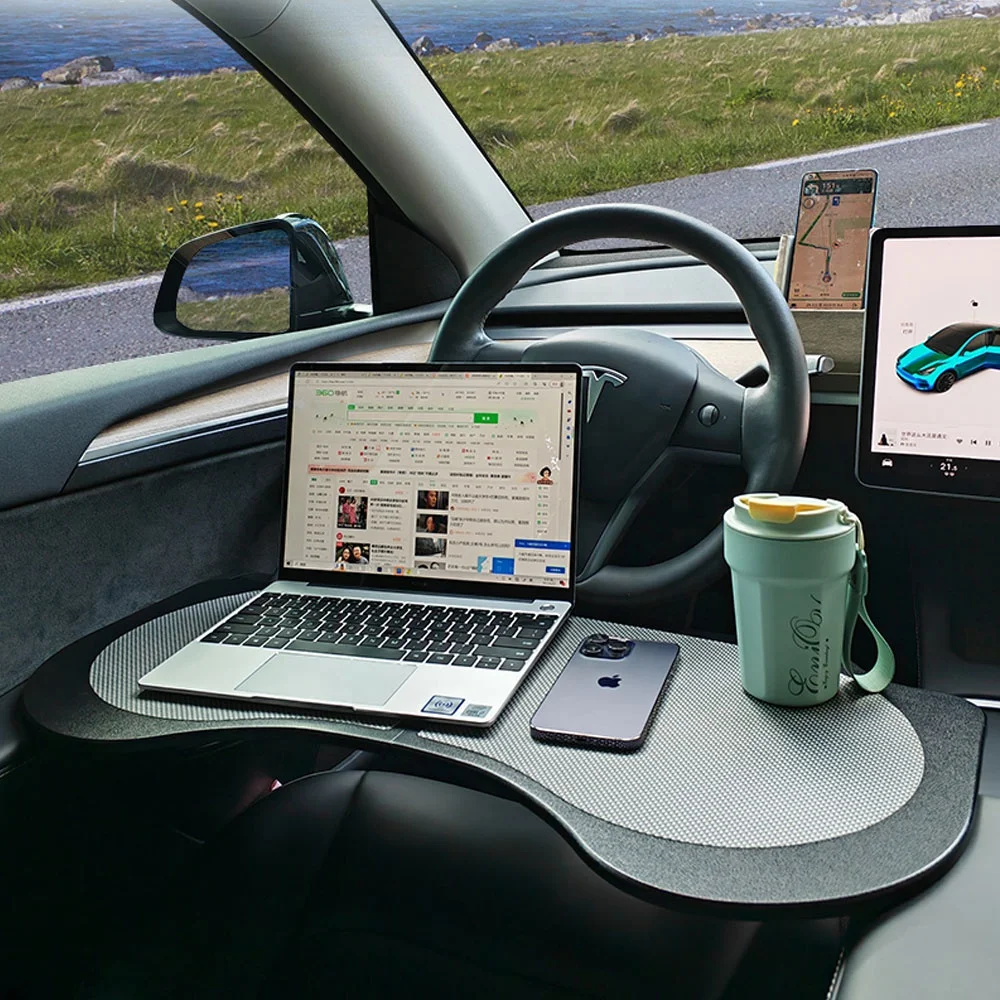 Tesla Model 3 & Y Foldable Car Tray Table - Laptop Desk & Food Tray For Eating & Working In Your Tesla