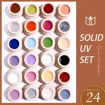 Nail Art Solid Pudding Jelly Gel Polish Private Label 24 Colors Solid Cream Nail Gel Polish Set