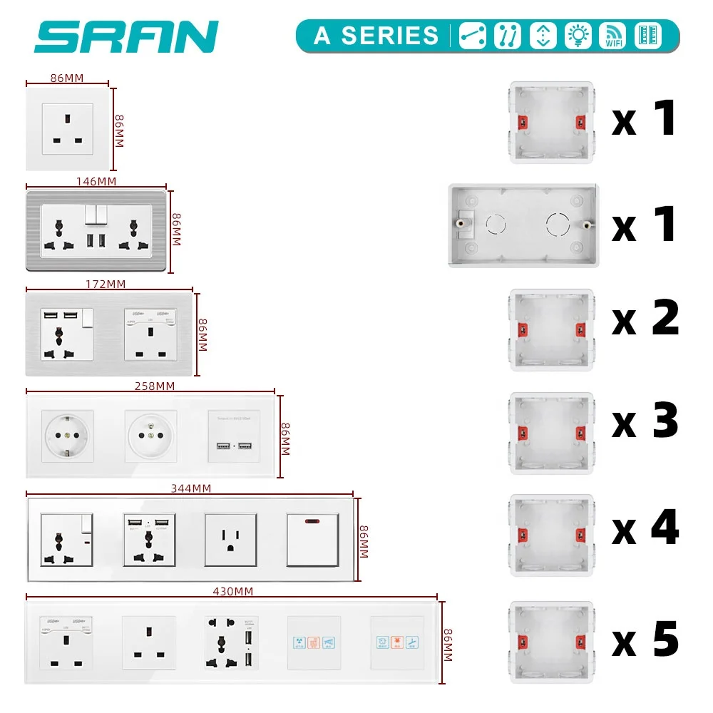
 SRAN 13 а переключатель розетка usb переключатель панель из закаленного стекла 3 pin универсальная розетка  