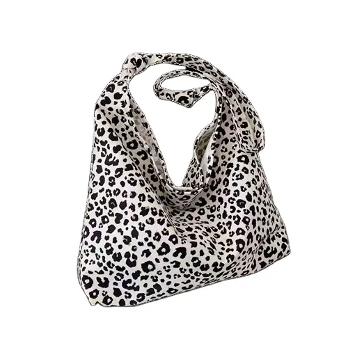 Customized Large Capacity Leopard Print Shoulder Bag Eco-Friendly Textile Shopping Bag