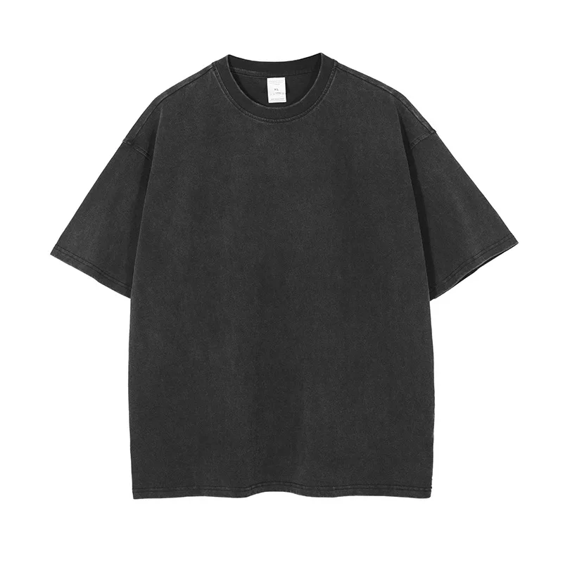 Carte Blanche Vintage Acid Washed Oversized Drop Shoulder T-Shirt - Black, Heavyweight Gildan Cotton, Made In USA