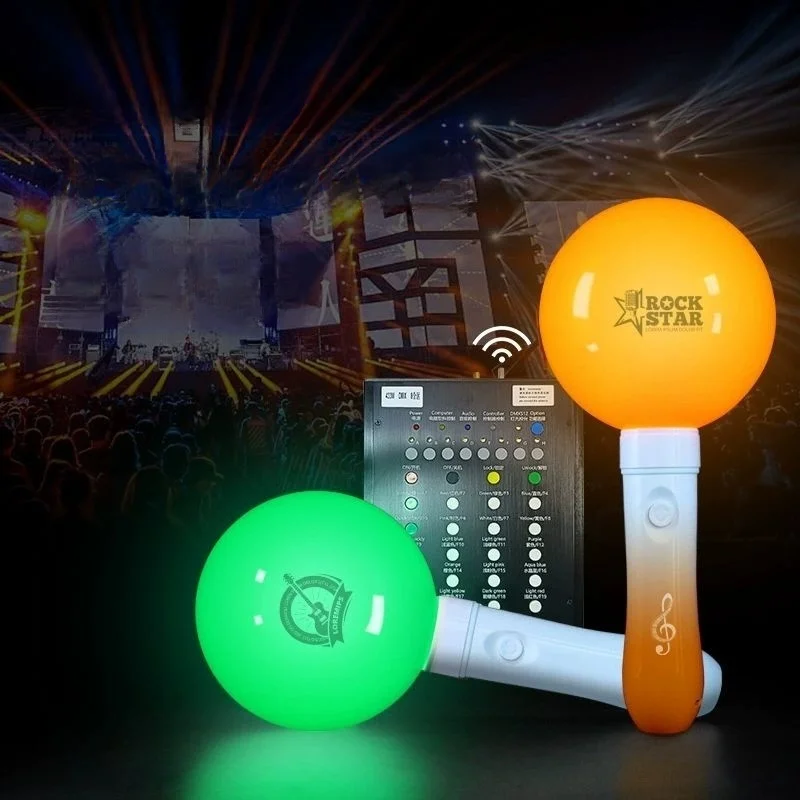 Round Ball K-Pop Fans Cheering Stick DMX Remote Controlled Led Flashing Stick Decor Lighting Events Glow Stick