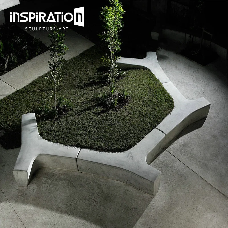 Amazing Design Public Concrete Park Modern GRC(Glass Fiber Reinforced Concrete) Outdoor Garden Curved Patio Bench