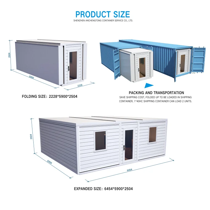 Fast Delivery Modular Prefab 20ft Expandable Modern Steel Container House Tiny Home with Three Rooms Great Space Use