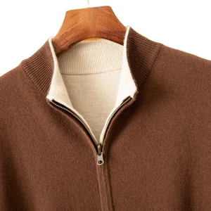 High Quality Customized Luxury Full Zip Solid Cashmere Sweater Warm Cashmere Waistcoat on Both Sides