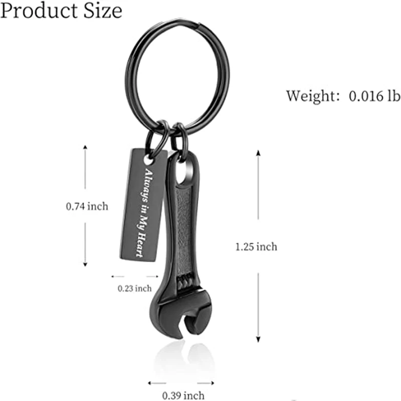 Wrench Urn Necklace for Ashes Keepsake Ash Holder Stainless Steel Cremation Jewelry Pendant for Women Men - Always in my heart