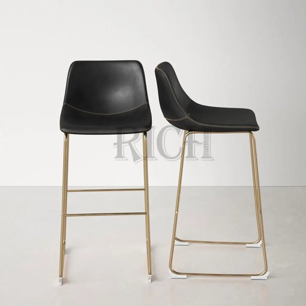 bar Minimalist Counter Height Stools Chairs Luxury Barstools Mid century Modern bar Stool Gold Legs Leather Stools bar Chair