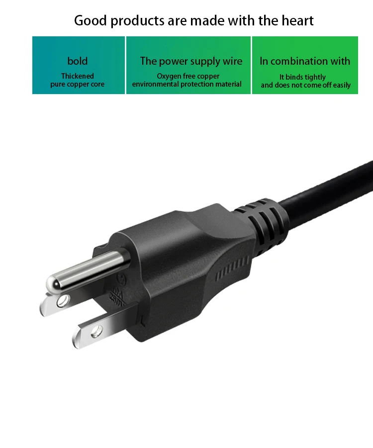 Brazil And Usa Copper Wire Plug Ac American Power Cable 1.5m Standard