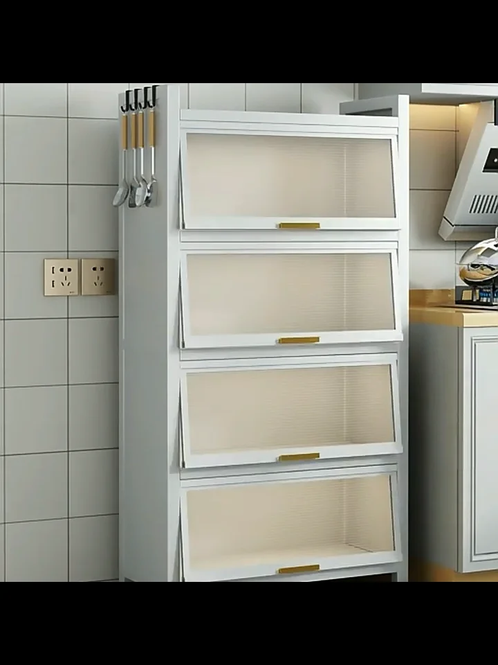 Cupboard Dining Sideboard Organiser Storage Rack Metal Glass