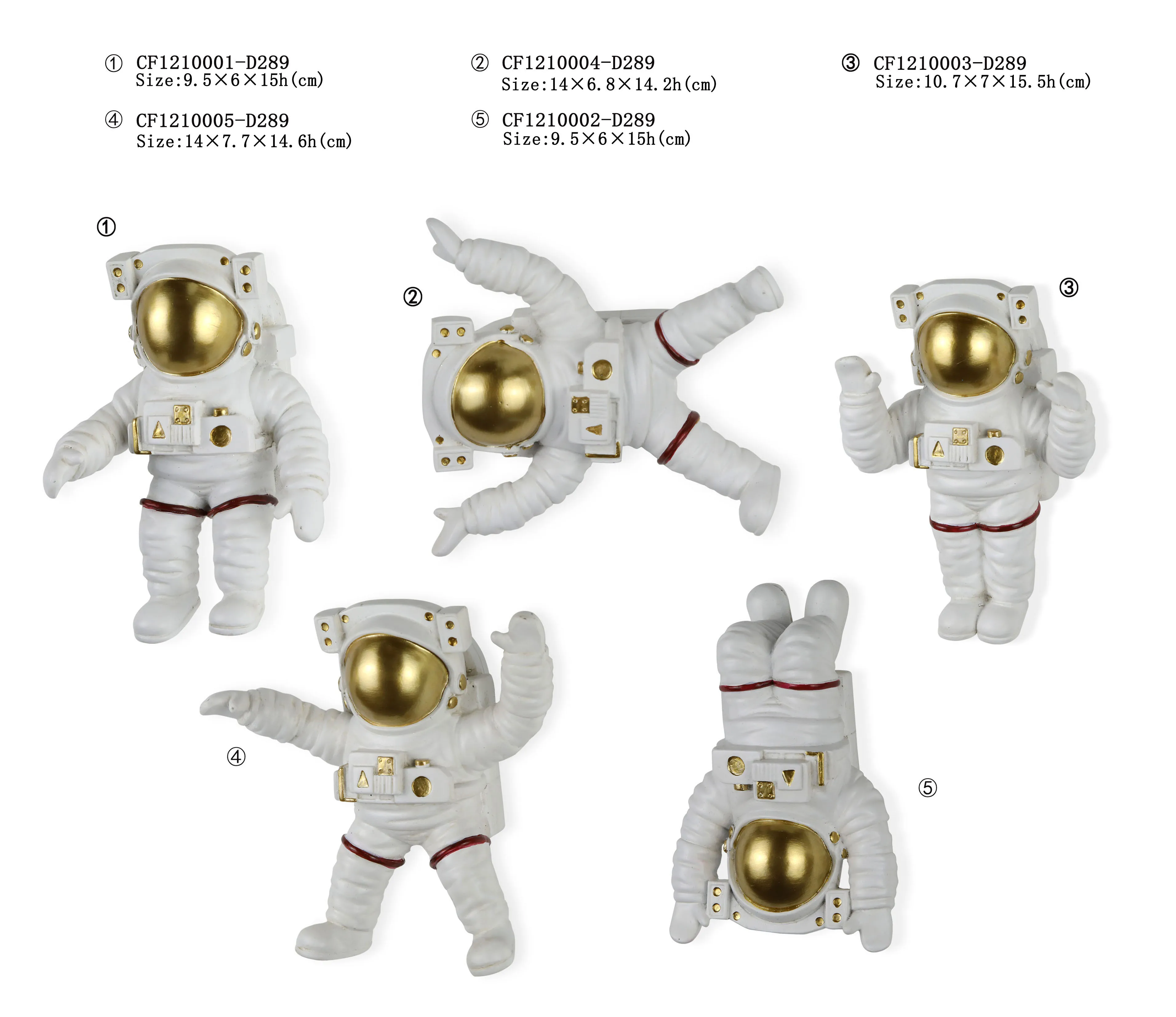 Wholesaler Cute Universe Gifts Astronauts Figurines Set of 5 wall Arts Decor For Your Home Decor factory