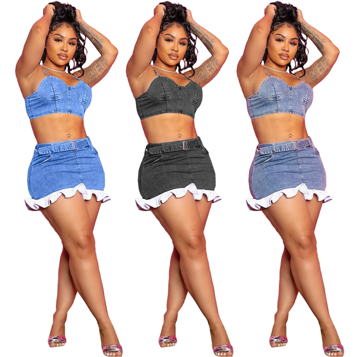 New Arrivals Women Mini Denim Skirt Two 