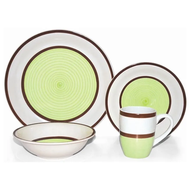 Eco-Friendly Disposable Ceramic Dinnerware Set Double Wall Microwave Safe Transparent Handpainted Bowl