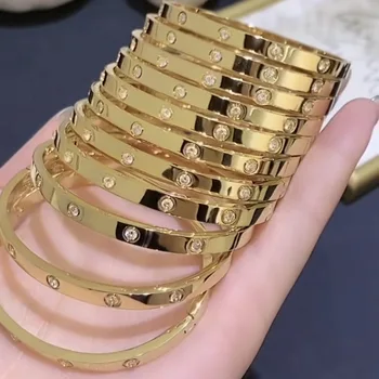Artilady 2022 Love Bangle 18K Gold Plated Stainless Steel Gold Screwdriver Zircons Bangles Bracelet For Men Women Jewelry Gift