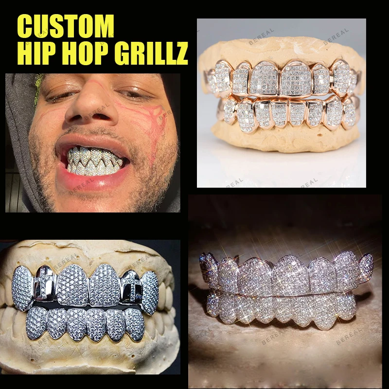 Custom Vvs Diamond Grillz Top Or Bottom 10k 14k 18k Gold Natural ...