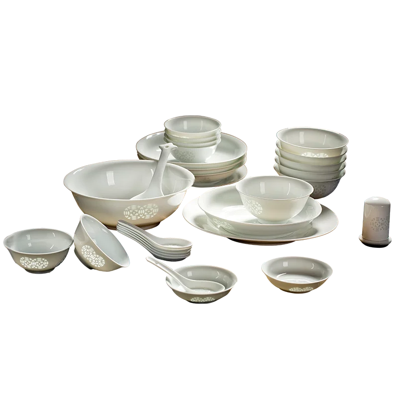 Jingdezhen kaolin exquis sous glaçure couleur assiette vaisselle bol à nouilles bol à riz cuillère ménage combinaison ensemble haut de gamme