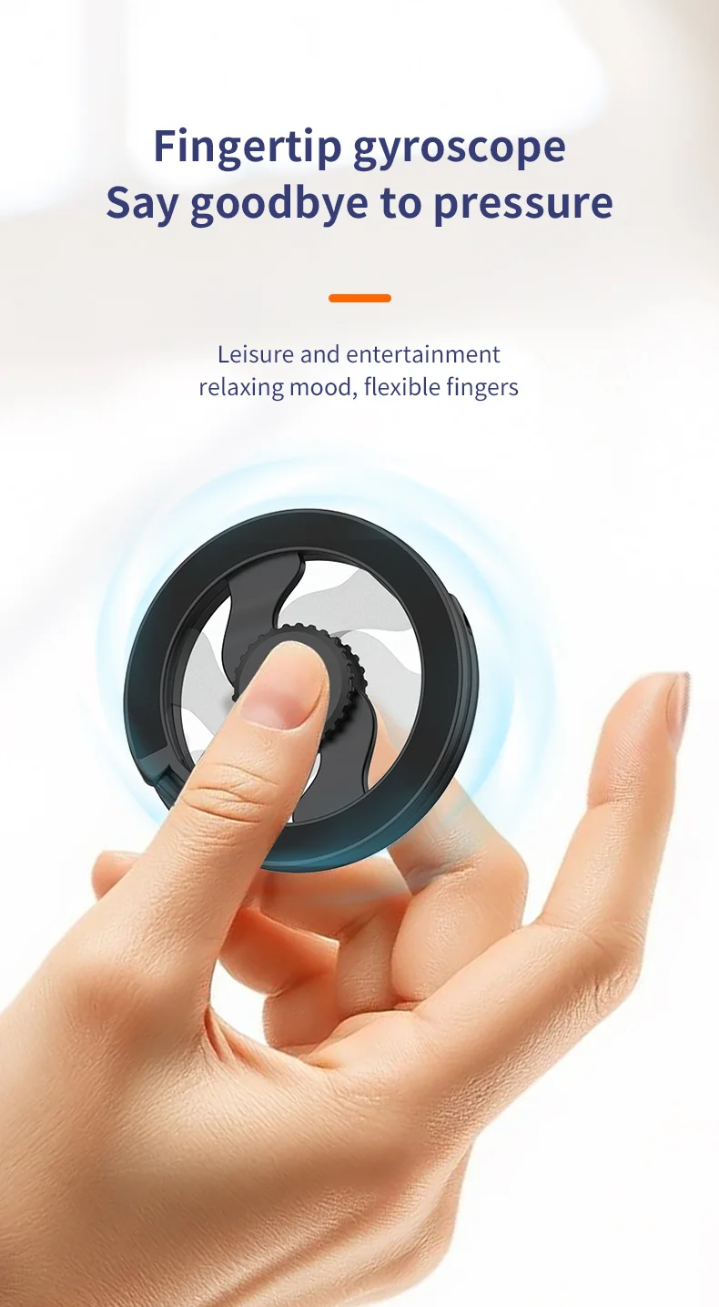 Magnetic Phone Holder Fingertip Gyroscope Design Foldable Dual Axis Stable Stand for Smartphone