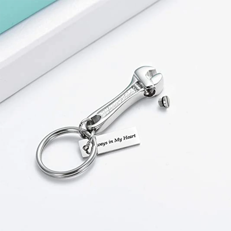 Wrench Urn Necklace for Ashes Keepsake Ash Holder Stainless Steel Cremation Jewelry Pendant for Women Men - Always in my heart
