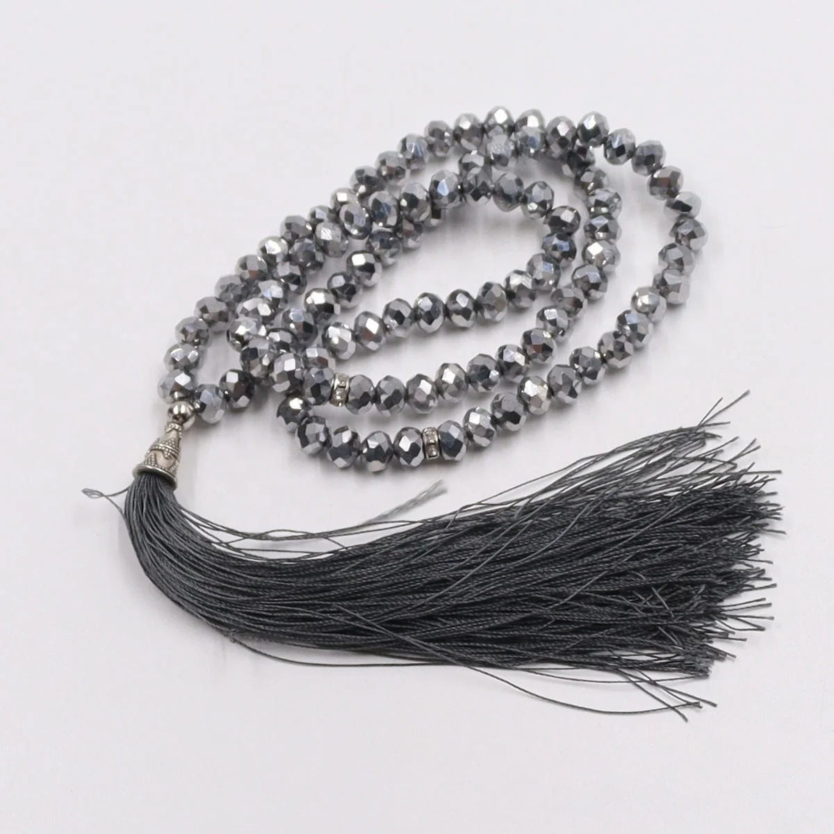 Silver Crystal Tasbih Men Rosary Tasbeeh 99pcs Beads