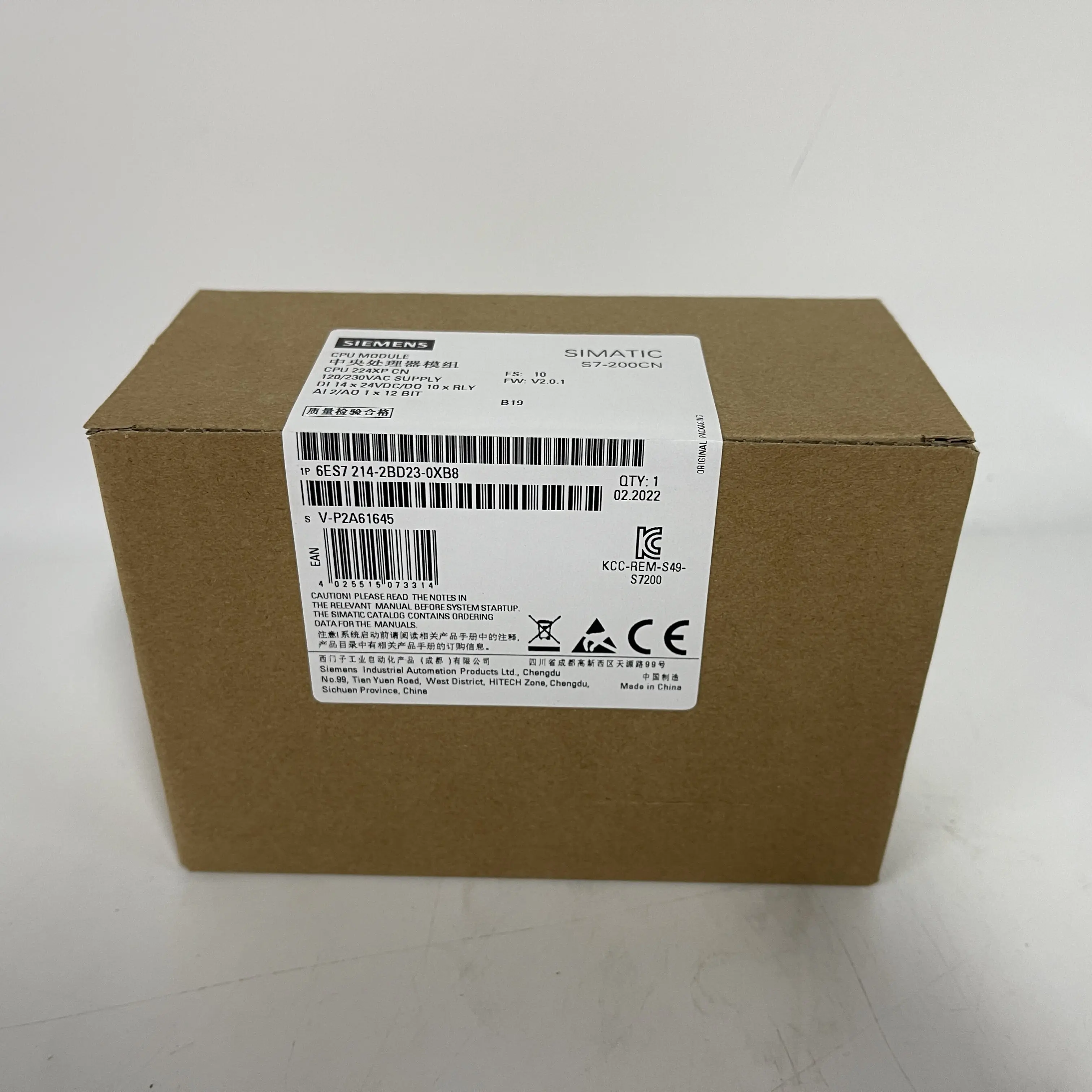 SIEMENS SIMATIC S7-200 CN PLC CPU Module 6ES7214-2BD23-0XB8 SIEMENS SIMATIC S7-200 CN PLC CPU Module 6ES7214-2BD23-0XB8