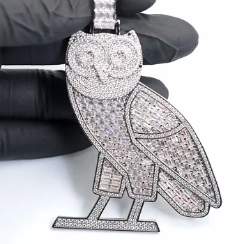 Vintage Drake OvO Charm iced out Owl Pendant Copper With 5A CZ Diamond for Rapper Hiphop Jewelry