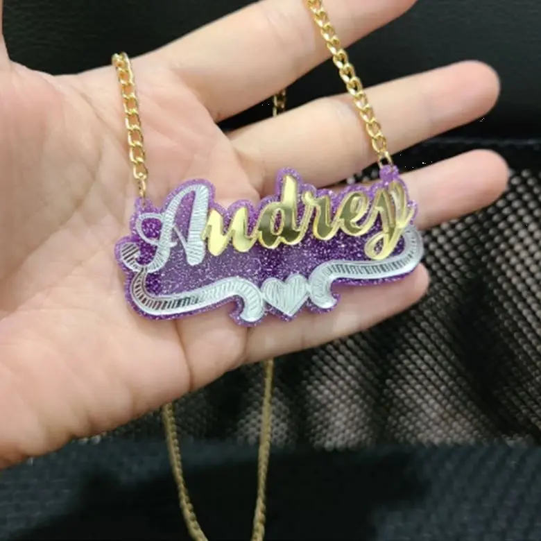 New Custom Name Plate Necklace Double 