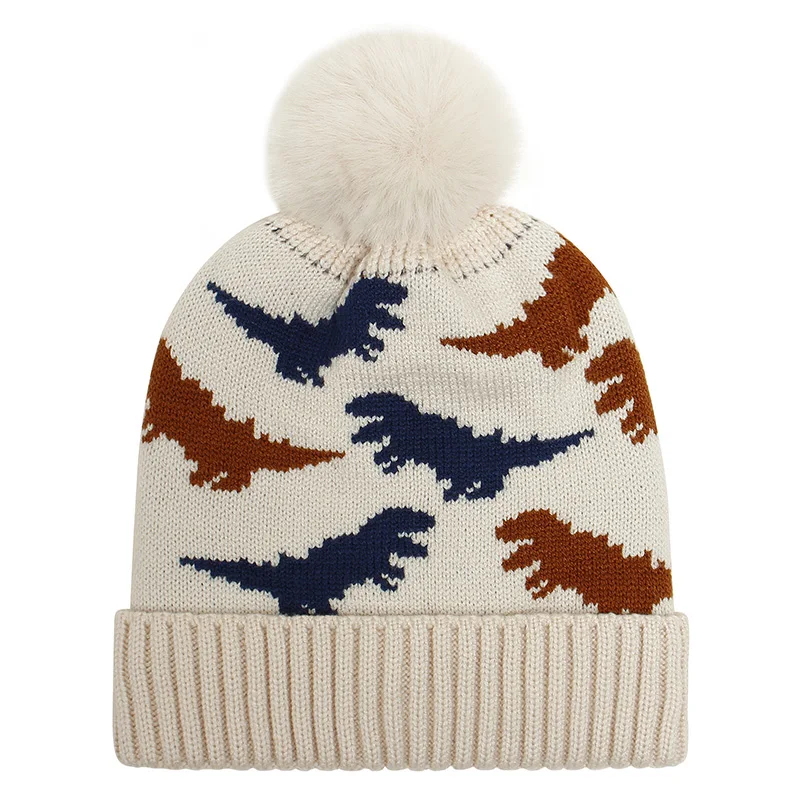 Bonnet Enfant Dinosaure Avec Rabats Oreilles - Laine Mélangée Douce - Taille Unique 1-8 Ans - Cadeau Hiver