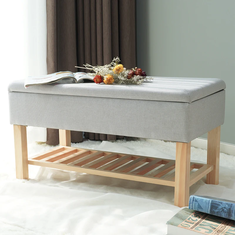 Заводская Современная льняная Складная скамейка для хранения с выдвижным ящиком