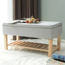 Factory Customized Modern Linen Stool Seat Design Folding Ottoman Storage Bench With Drawer