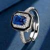 open size Blue pointed crystal ring