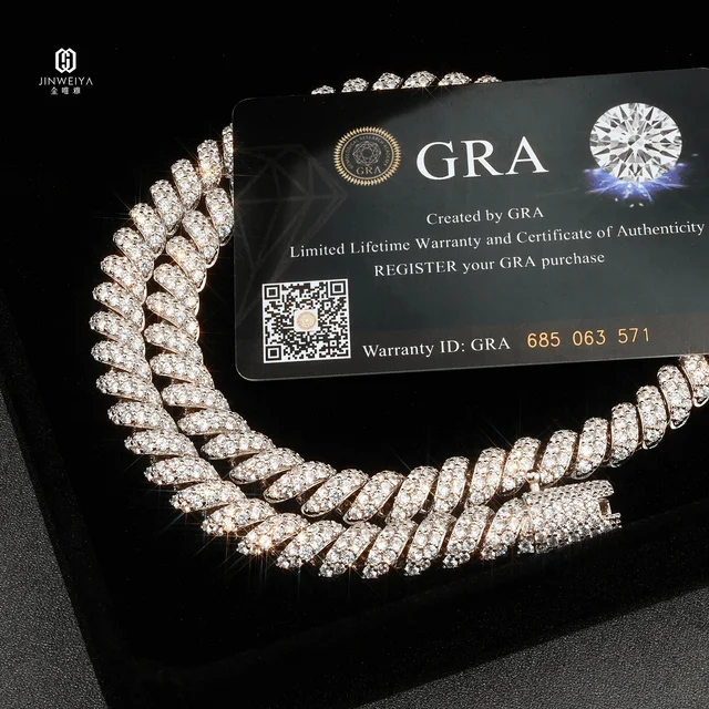 Luxury Women 925 Silver Moissanite Necklaces Twist 9Mm Vvs Moissanite 18K Gold Chain For Men