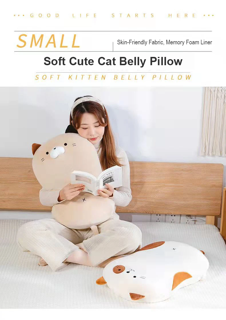 Safety And Environmental Cartoon Embroidery Memory Foam Cat Belly