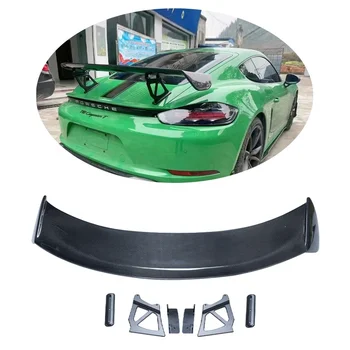 Real Carbon Fiber Rear Spoiler fit For Porsche 718 981 987 Trunk Wing Spoiler GT4 Model