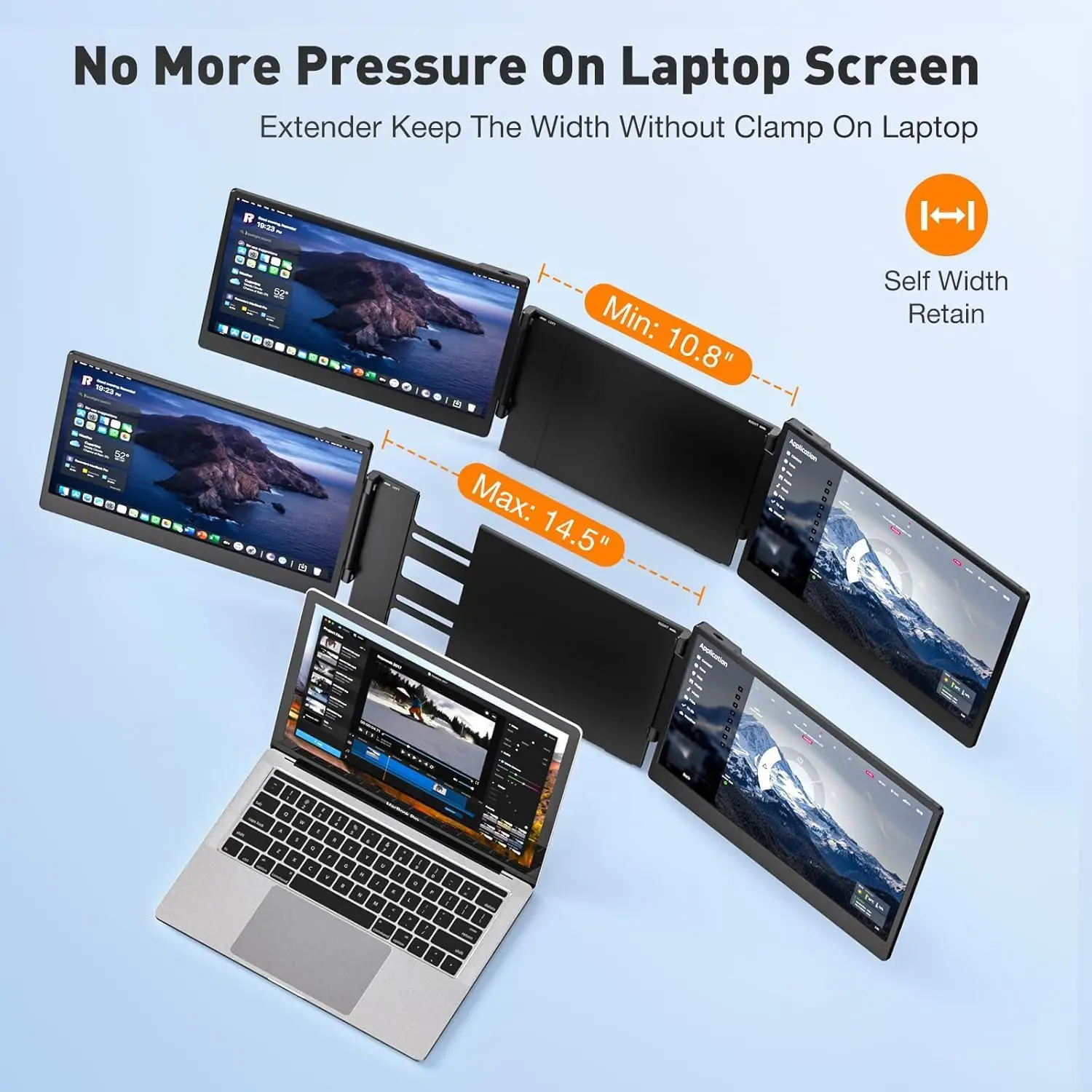 Moniteur Portable Triple écran 14" Speedinfo - Extension Pour Ordinateur Portable - Résolution Full HD 1920x1080